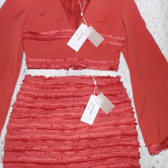 NWT Finders Keepers Orange Fringe Crop Top and Skirt Set - Picture 4 of 12